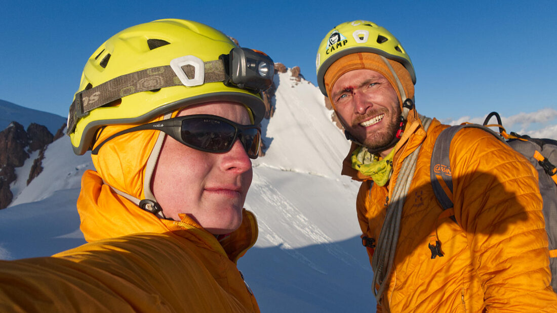 Grisha Chshukin and Kirill Belotserkovskiy on the summit of mt Trud